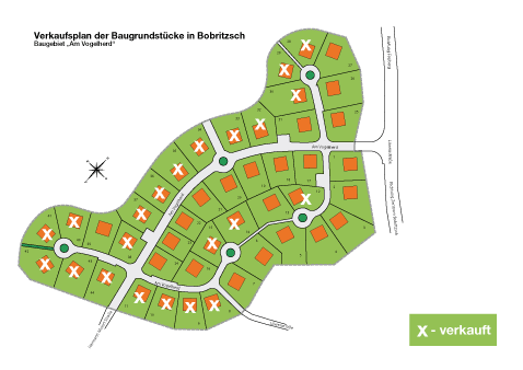 Verkaufsplan der Baugrundstücke in Freiberg - Bobritzsch